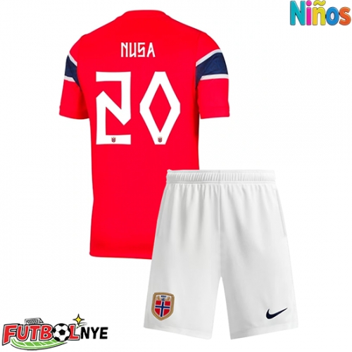 Camiseta Noruega Antonio Nusa #20 Primera Equipación para niños Mundial 2026 manga corta (+ pantalones cortos)
